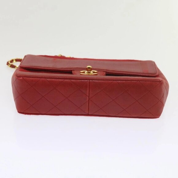 CHANEL Matelasse Chain Shoulder Bag Canvas Red CC Auth 59869A - Picture 6 of 16